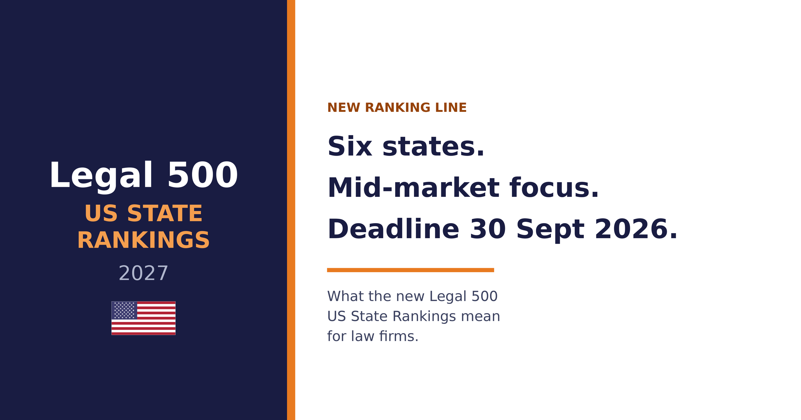 Legal 500 US State Rankings 2027 - new ranking line, six states, deadline 30 September 2026