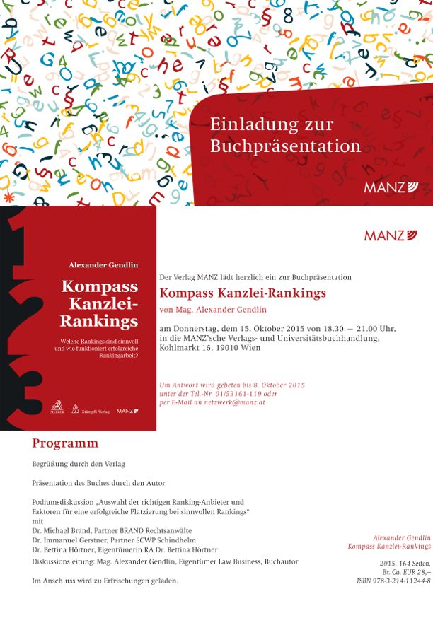 Einladung zur Buchpräsentation Kompass Kanzlei-Rankings