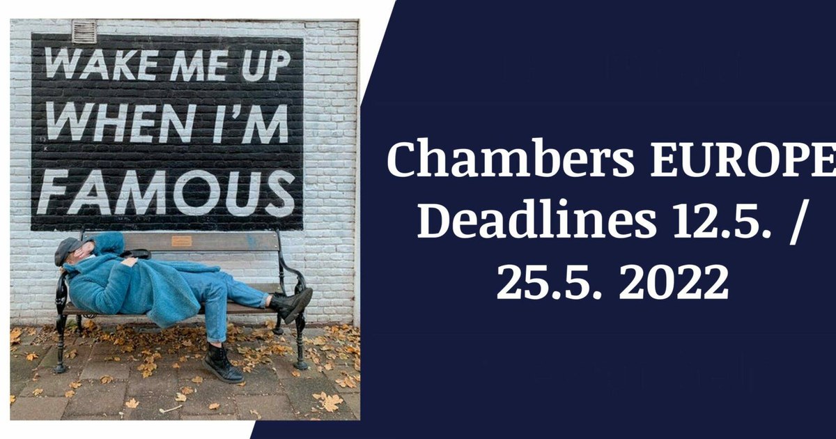 Beitragsbild: Chambers Deadline Europa am 12.5. / 25.5.