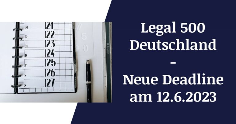 Beitragsbild: Legal 500 Deutschland Deadline am 12.6.2023