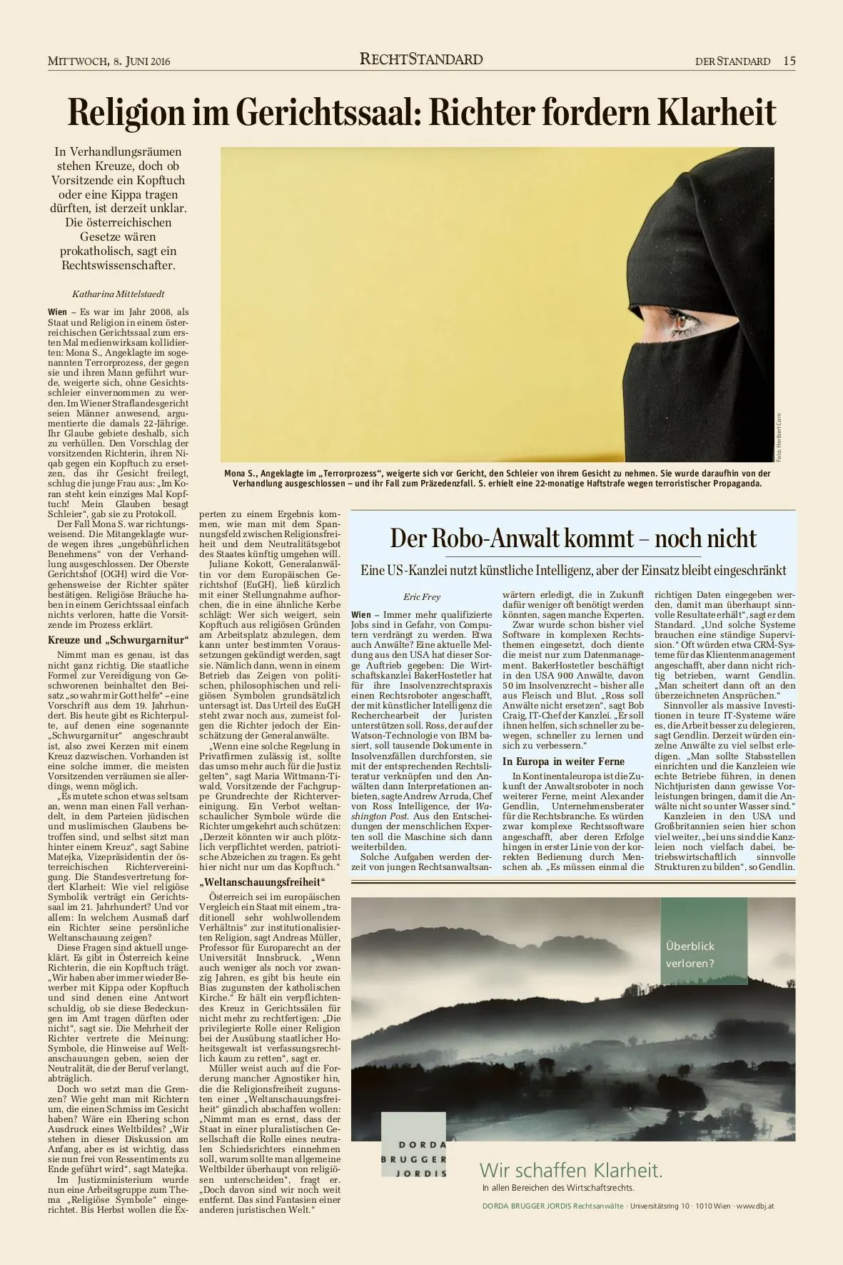 Artikel im Standard: Ross-Software in der Rechtsbranche