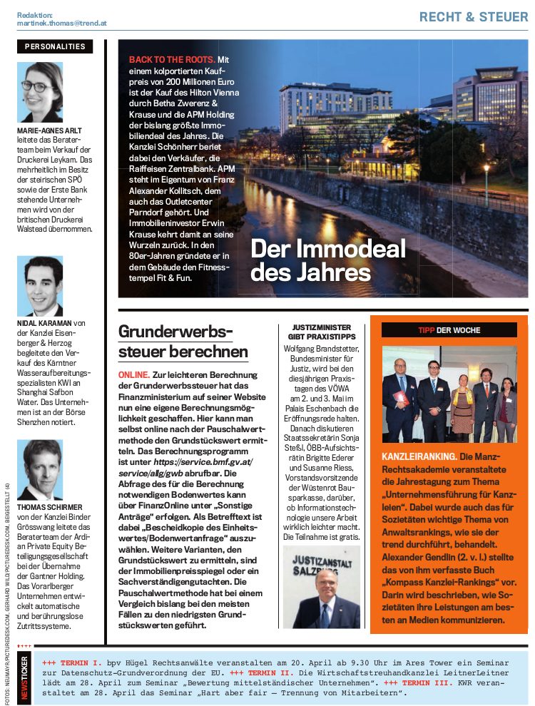 Bericht im Wirtschaftsmagazin trend über die Jahrestagung für Kanzleien