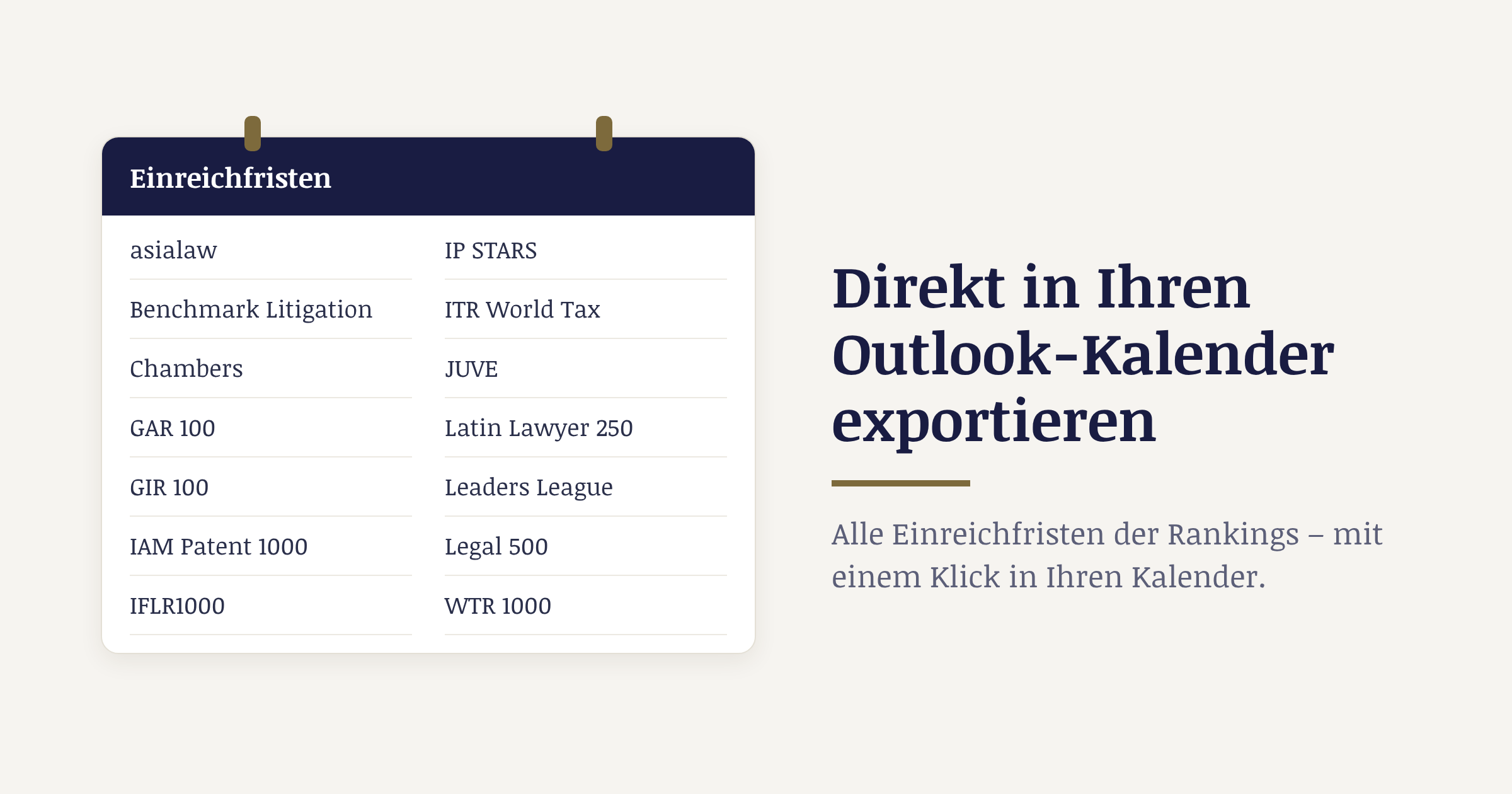 Einreichfristen der Rankings mit einem Klick in den Outlook-Kalender eintragen